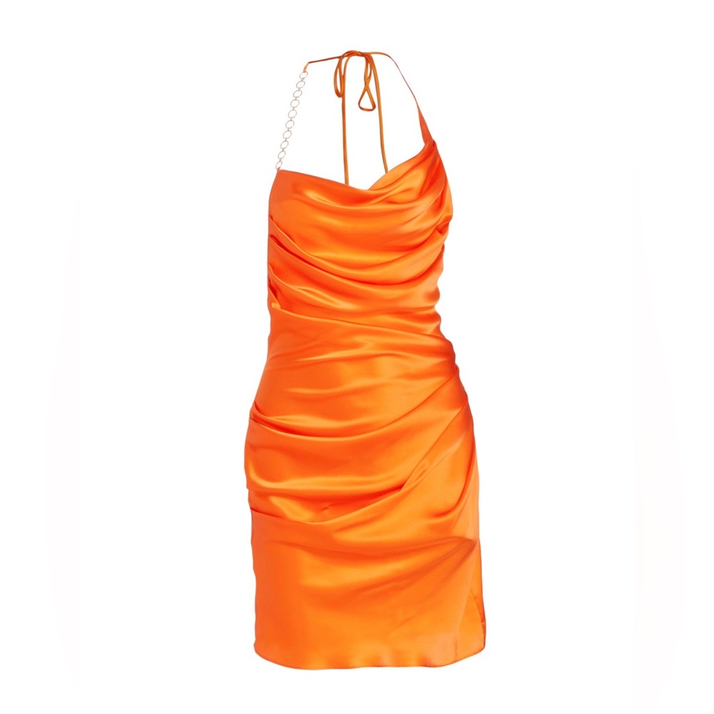 BRAND NEW NEVER WORN! Amanda Uprichard satin mini dress, orange, size S